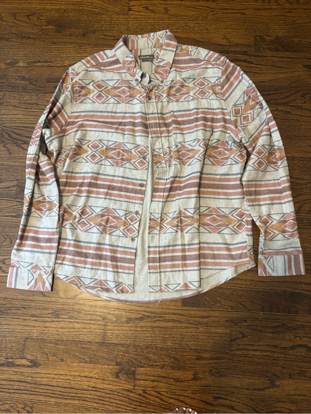 Eddie Bauer Aztec Tribal Western Outdoor Longsleeve Button Down Size XXL